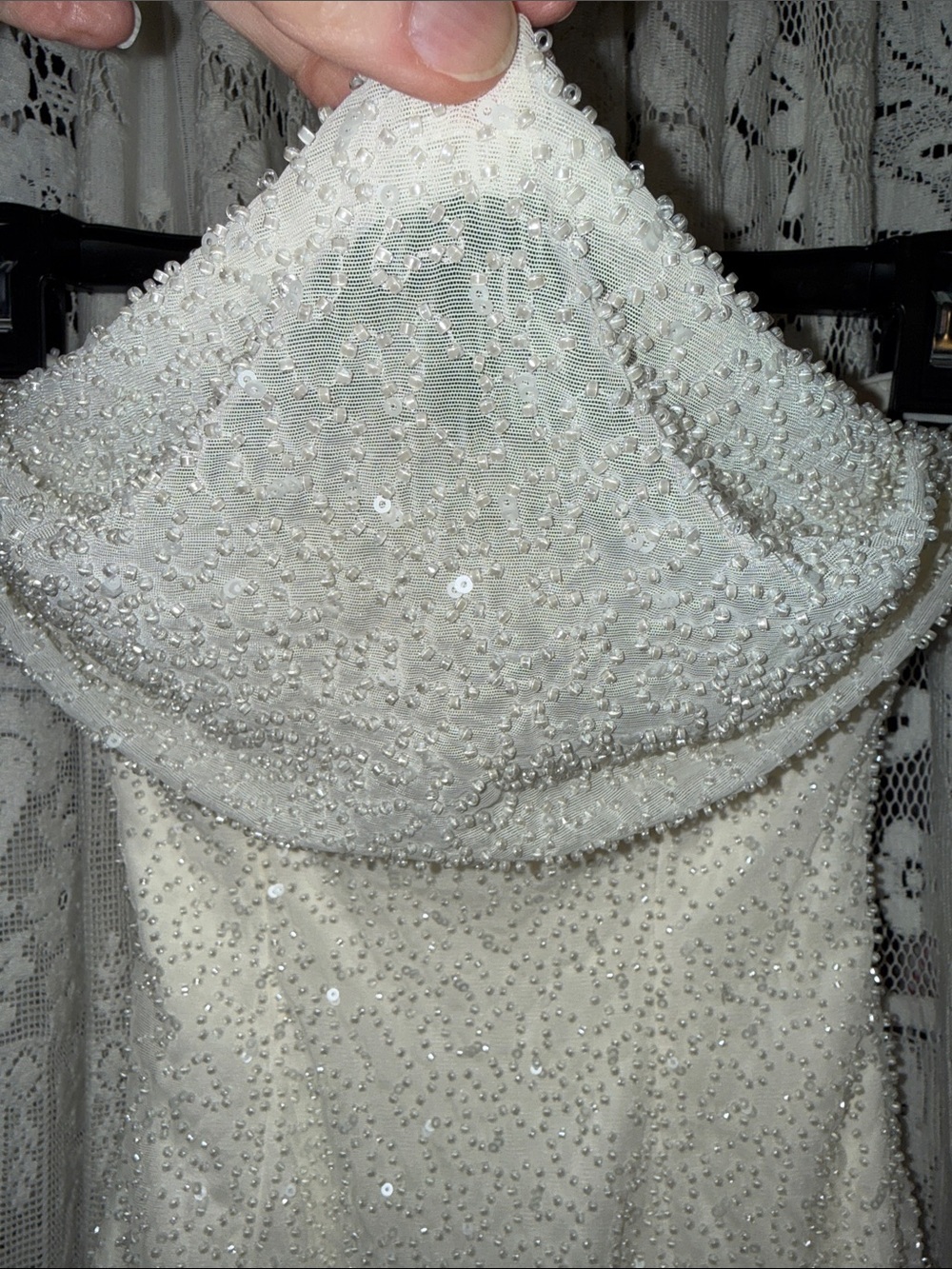 Oh Polly Basel Ivory Beaded Mini Dress - Picture 4 of 7
